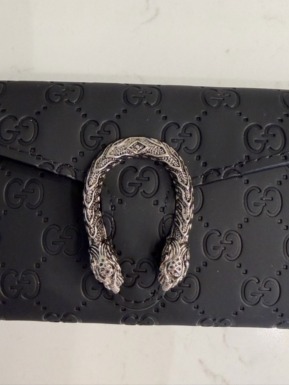 Embossed Leather Wallet with Silver-Tone Hardware - Picture 6 of 10